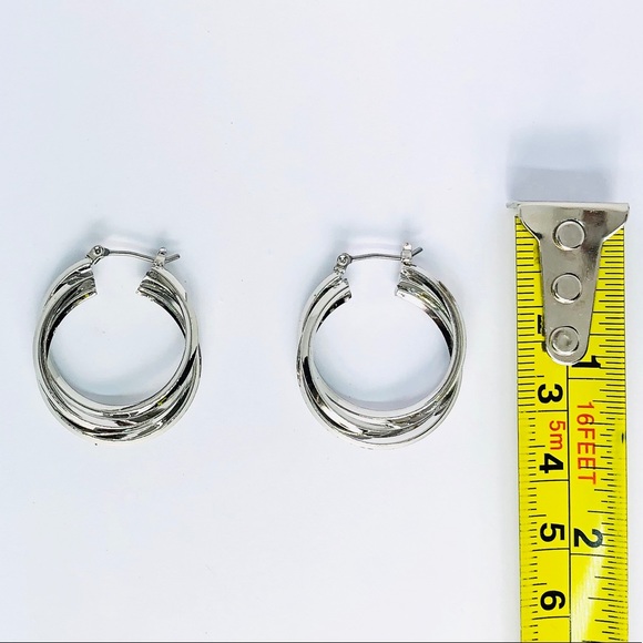 ❤️HP❤️ New! Silver Layered Hoop Earrings - Picture 3 of 3